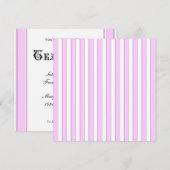 Theepartij Roze Gestreepte Aangepaste Uitnodiginge Kaart (Voorkant / Achterkant)
