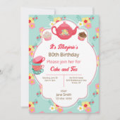 Theepartij Verjaardagsfeest Uitnodiging (Voorkant)