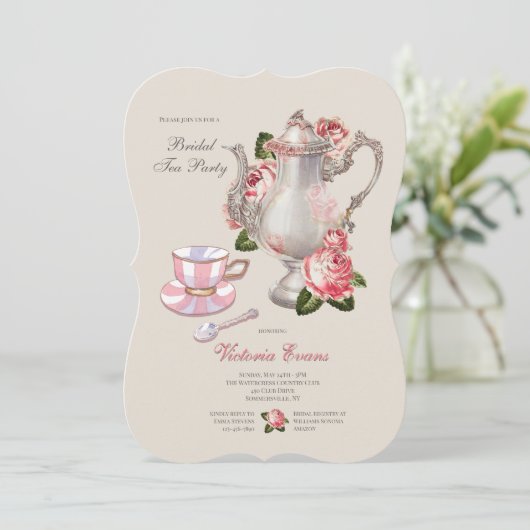 Theepartij voor de bruid kaart (Staand voorkant)