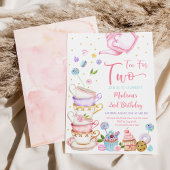 Theepartij voor twee Pink Tea Party Verjaardag Kaart
