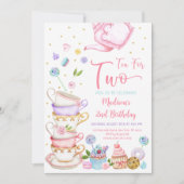 Theepartij voor twee Pink Tea Party Verjaardag Kaart (Voorkant)