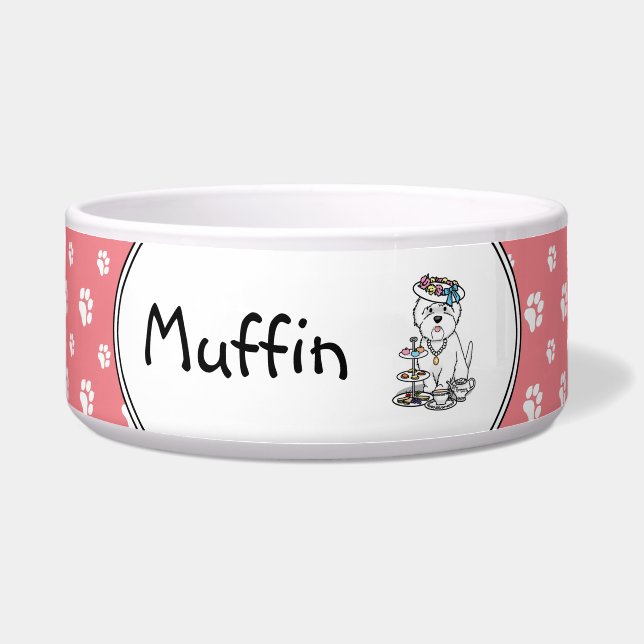 Theepartij Westie - West Highland White Terrier Voerbakje (Voorkant)