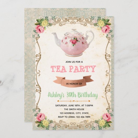  theepartijthemauitnodiging kaart (Voorkant / Achterkant)