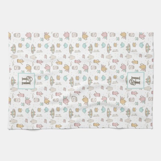 Theepatroon met Monogram Keukenhanddoek (Horizontaal)