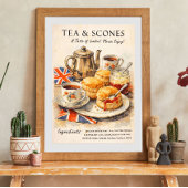 Theeposter met scones | Engelse theetijd kunst Poster