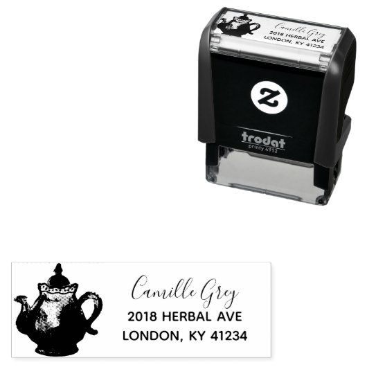 Theepot Aangepaste naam Retouradres Zelfinktende Stempel (In situ)