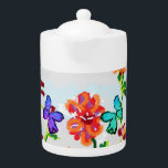 Theepot: adem van frisse lucht theepot<br><div class="desc">Illustraties van Vlinders binnen Wilde Bloemen</div>