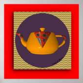 Theepot Art Keuken Restaurant Cafe Theetijd Poster (Voorkant)