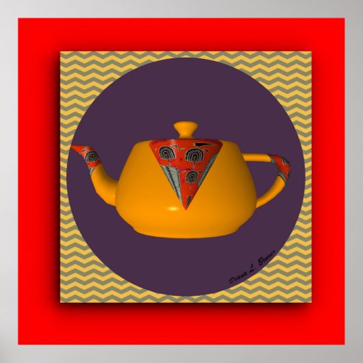 Theepot Art Keuken Restaurant Cafe Theetijd Poster (Voorkant)