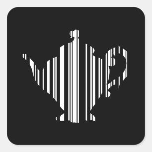 THEEPOT BAR CODE Theepot Barcode Patroon Ontwerp Vierkante Sticker
