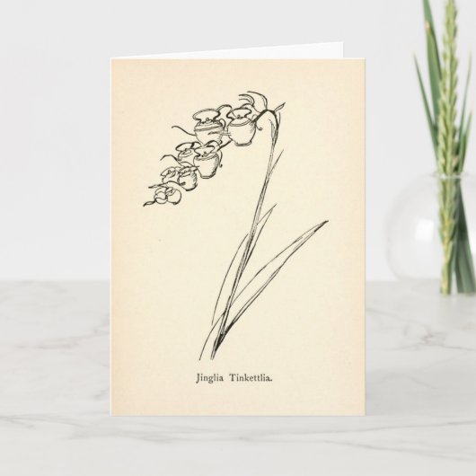 Theepot bloem  illustratie onzin botanie kaart (Voorkant)