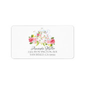  theepot Bloemen retour adreslabel Etiket (Voorkant)