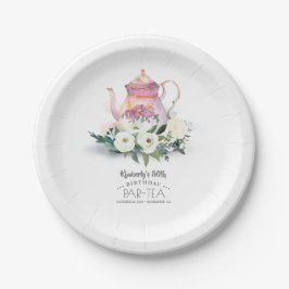Theepot Bloemen Verjaardag Par-Tea Papieren Bordje