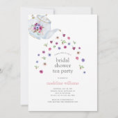 Theepot Bloemen Vrijgezellenfeest Tea Party Uitnod Kaart (Voorkant)
