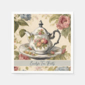  theepot bloemig Vrijgezellenfeest theefeest Servet (Voorkant)