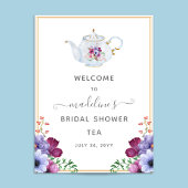 Theepot Bloemige Bruidsmeisjes Borrel Ontvangst Poster