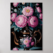 Theepot & Bloom Muurkunst