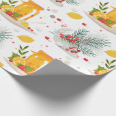 Theepot, citroen, kopje thee en bloem cadeaupapier (Hoek)