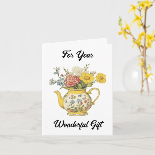  theepot dank je Kaart (Gele Bloem)