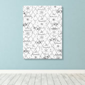 Theepot Doodle 6 Canvas Afdruk (Insitu (Houten vloer))