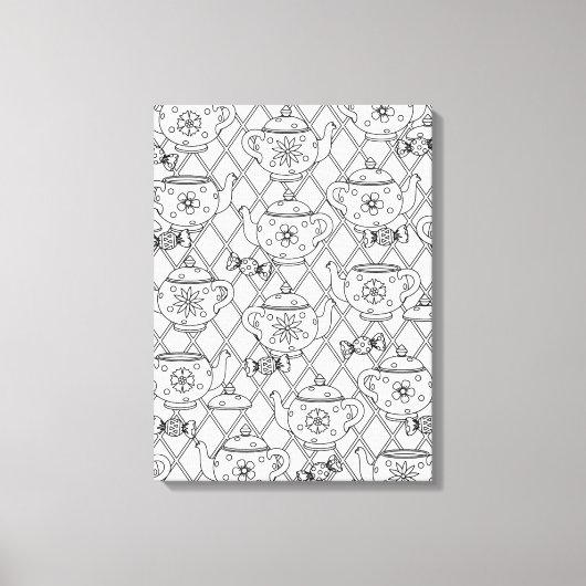 Theepot Doodle 6 Canvas Afdruk (Voorkant)