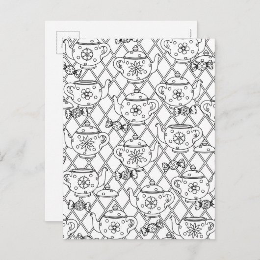 theepot Doodle Briefkaart (Voorkant / Achterkant)