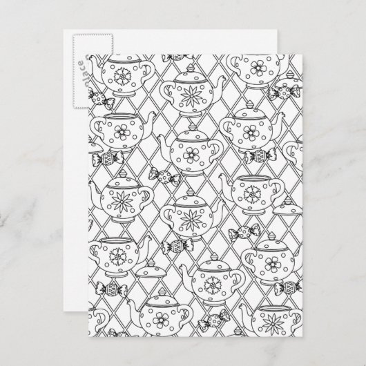 theepot Doodle Briefkaart (Voorkant / Achterkant)