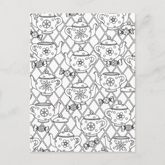 theepot Doodle Briefkaart (Voorkant)