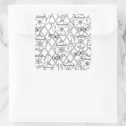 theepot Doodle Vierkante Sticker (Tas)