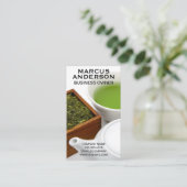 Theepot en beker | Houten doos thee Visitekaartje (Staand voorkant)