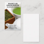 Theepot en beker | Houten doos thee Visitekaartje (Voorkant / Achterkant)