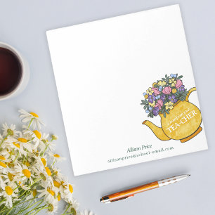  Theepot en Bloemen Docent Gift Notitieblok