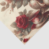  Theepot en Red Rose Floral Tea Party Tissuepapier (Detail)