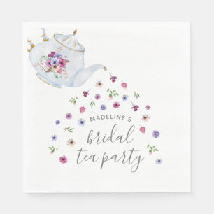 Theepot Floral Bridal Tea Party uitnodiging Servet