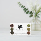 Theepot giet Logo | theebladeren Visitekaartje (Staand voorkant)