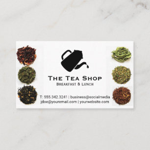 Theepot giet Logo   theebladeren Visitekaartje