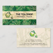 theepot gieten | theebladeren visitekaartje (Voorkant / Achterkant)