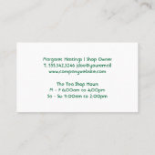 Theepot gieten van groene thee visitekaartje (Achterkant)