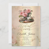 theepot, gouden diamanten jurk Vrijgezellenfeest Kaart (Voorkant)