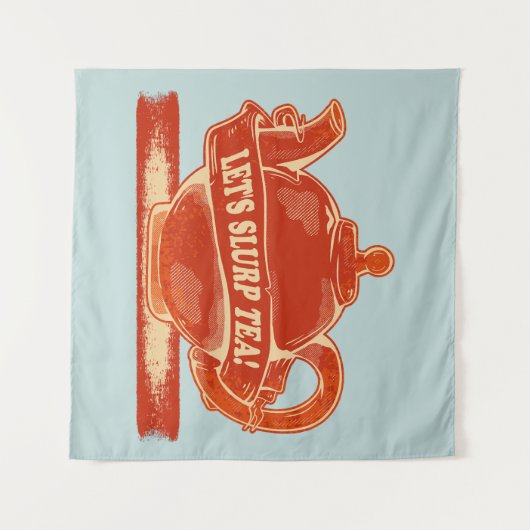 Theepot Grappige Drink Thee Wandkleed (Voorkant (horizontaal))