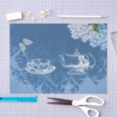 Theepot Hydrangea Blue Damask-weefselpapier Tissuepapier (Craft)