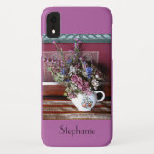  theepot met bloemen, naam, Paars Case-Mate iPhone Case (Achterkant)