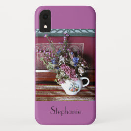  theepot met bloemen, naam, Paars Case-Mate iPhone Case