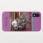  theepot met bloemen, naam, Paars Case-Mate iPhone Case (Achterkant (horizontaal))
