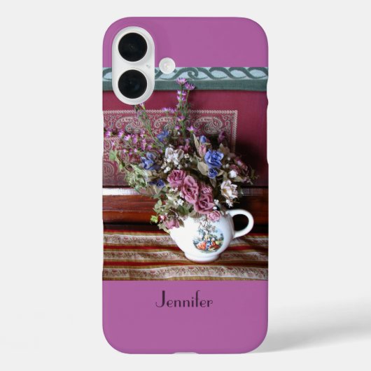 theepot met bloemen, Paars, orchidee, naam Case-Mate iPhone Case (Achterkant)