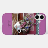 theepot met bloemen, Paars, orchidee, naam Case-Mate iPhone Case (Achterkant (horizontaal))
