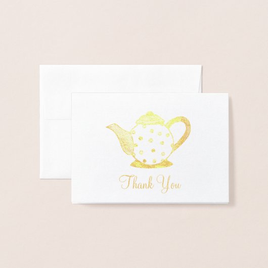 Theepot met Stippen Theekan Douche Bedankbriefje Folie Kaarten (Voorkant met envelop)