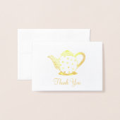 Theepot met Stippen Theepot Douche Bedankbrief Folie Kaarten (Voorkant met envelop)