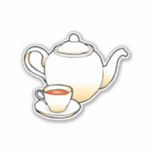Theepot met theekopje sticker (Voorkant)
