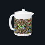 Theepot met Zuid-Afrikaanse kleuren Design<br><div class="desc">Voeg een vleugje Zuid-Afrikaanse trots toe aan je theetijd met onze exclusieve theepot met een modern abstract ontwerp in de levendige kleuren van Zuid-Afrika! Deze theepot is met zorg vervaardigd en combineert functioneel ontwerp met een gedurfde verklaring van cultureel erfgoed. Het abstracte patroon in de iconische kleuren van Zuid-Afrika maakt...</div>